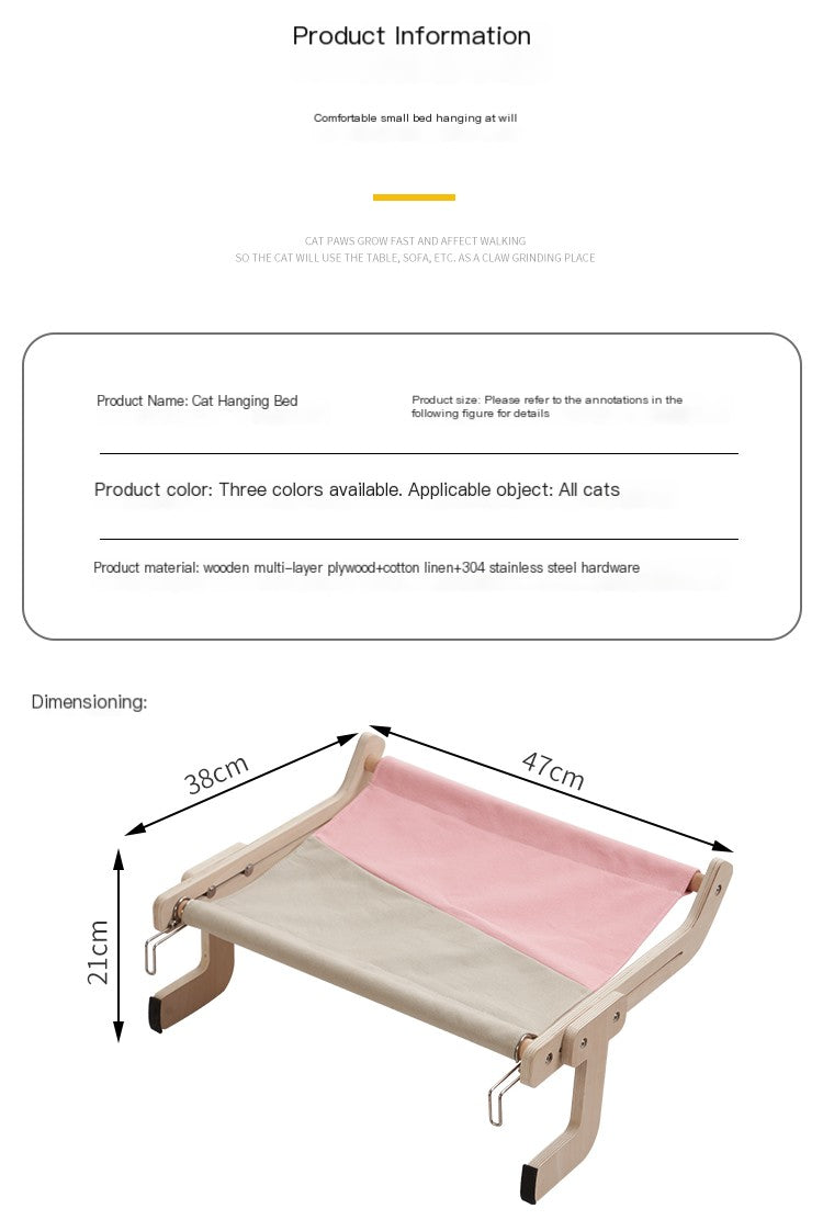 Cat Mounted Hanging Hammock Bed